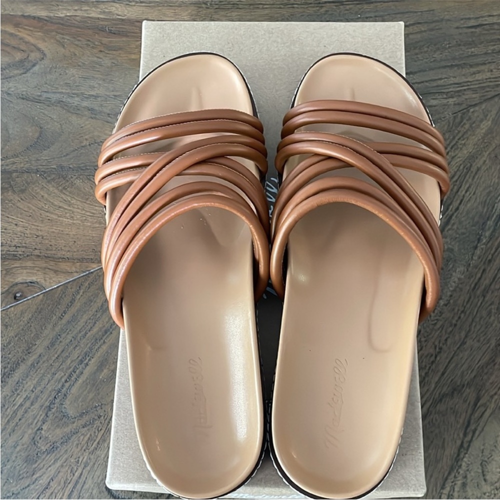 Madewell - Multi-Strap Lugsole Leather Slides - Size 9 Brown - Picture 3 of 4